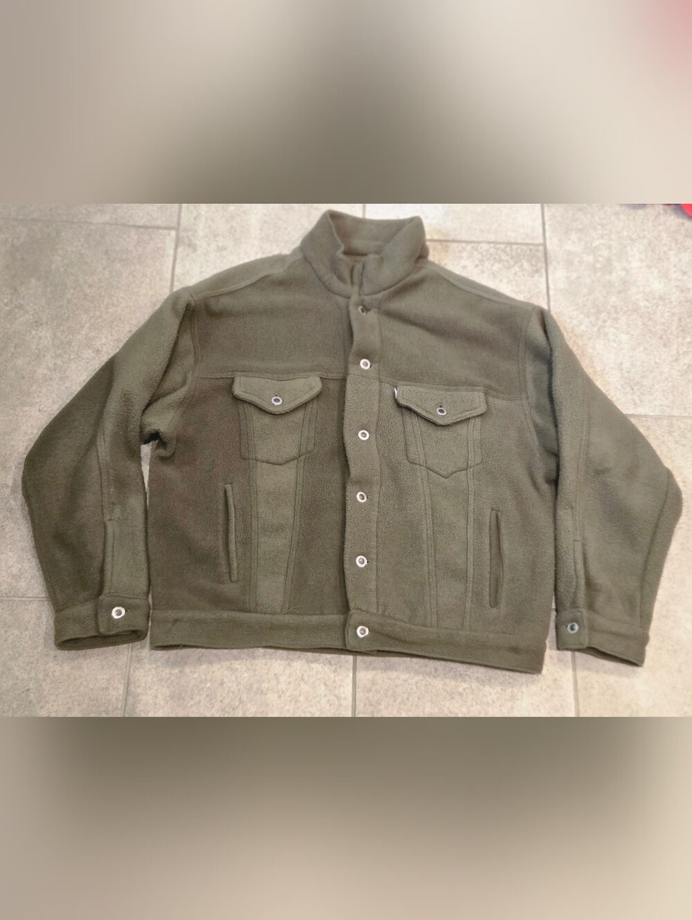 Vtg 90s Levis SilverTab Elements Fleece Trucker Jacket Olive Green Mens L USA